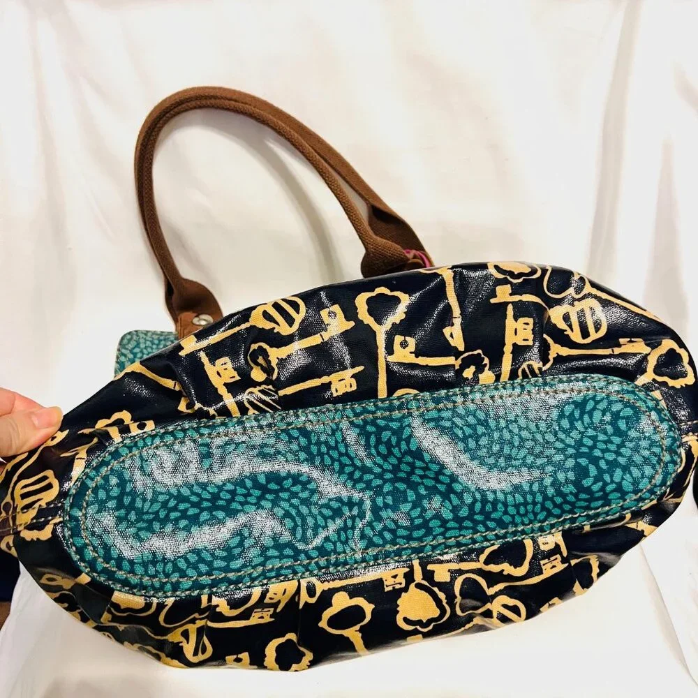 Fossil Key-Per Shoulder/Tote Purse-Teal/Navy Shopper-14